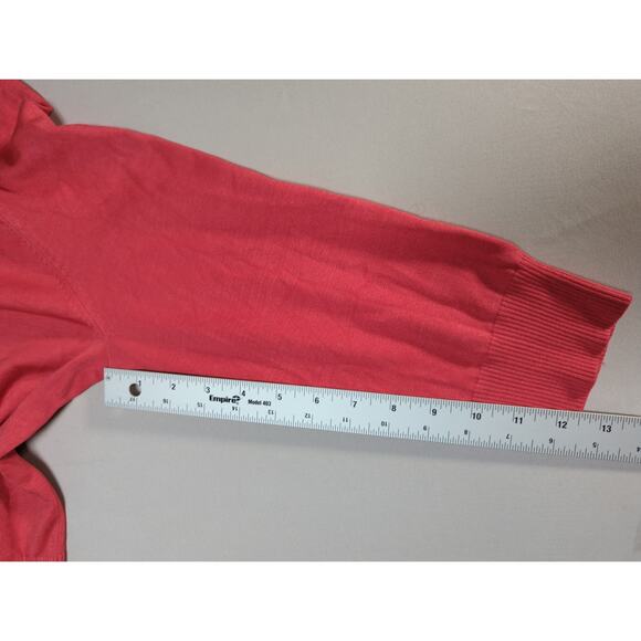 INC Petite Womens M Silk Blend Cardigan Sweater Coral Rhinestone Buttons - Picture 7 of 15